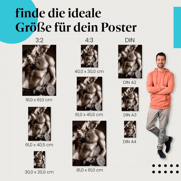 Mann beim Bizepstraining Poster: Fitness Motivation - jetzt bestellen!